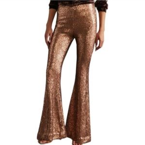 Women's Anthropologie Joni Sequined Flare Pants Size 14